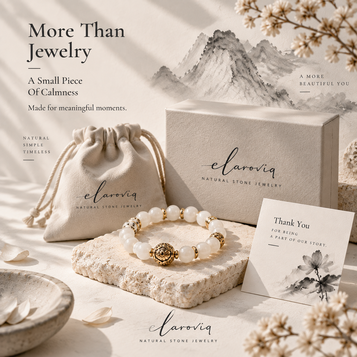 elaroviq® White Agate Natural Stone Bracelet
