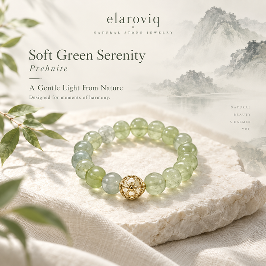 elaroviq® Prehnite Natural Stone Bracelet