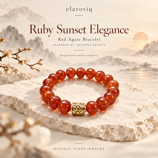 elaroviq® Red Agate Natural Stone Bracelet