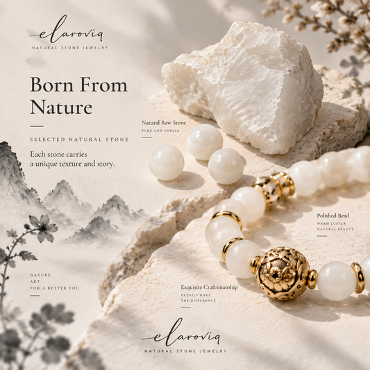 elaroviq® White Agate Natural Stone Bracelet