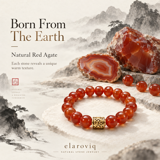 elaroviq® Red Agate Natural Stone Bracelet