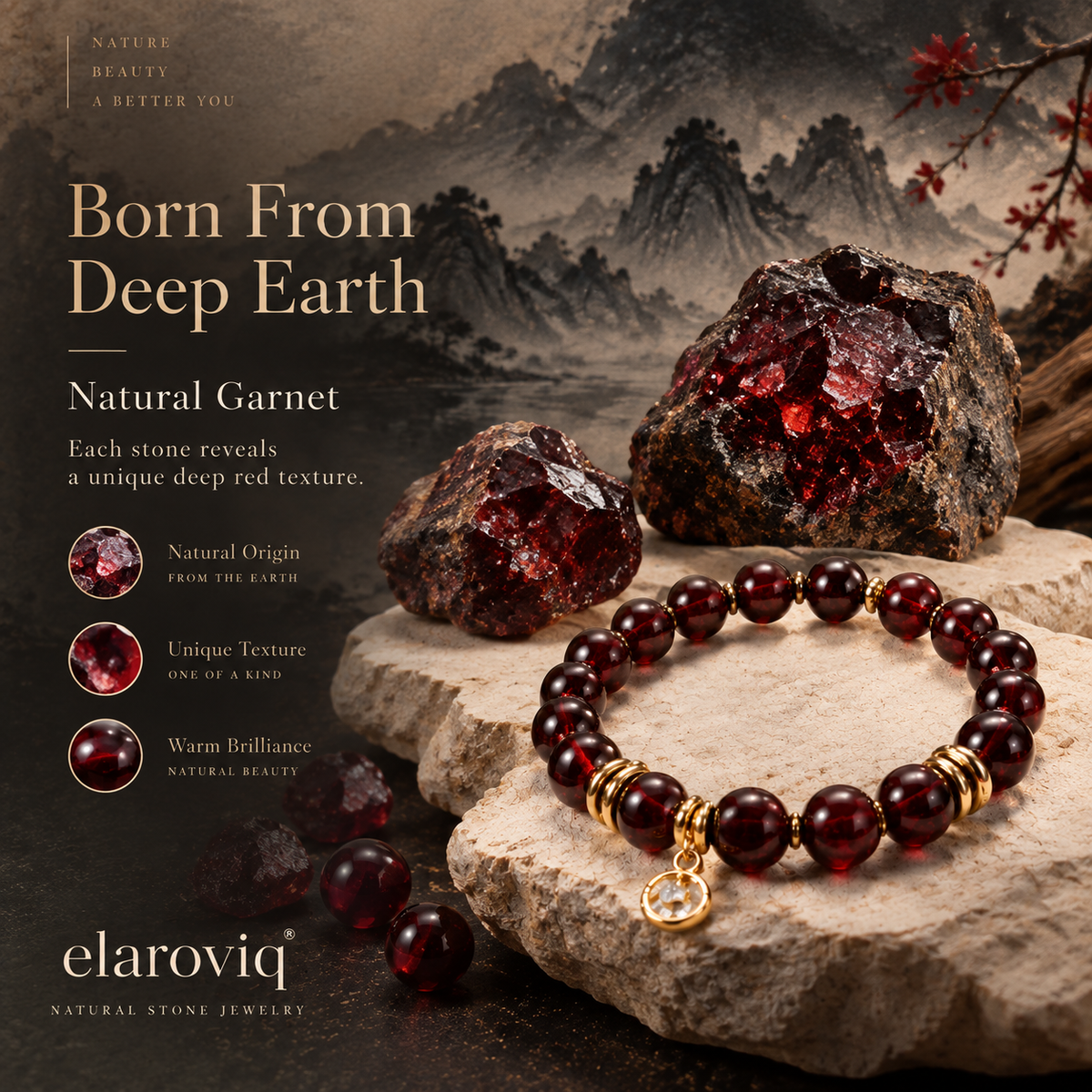elaroviq® Burgundy Night Garnet Bracelet
