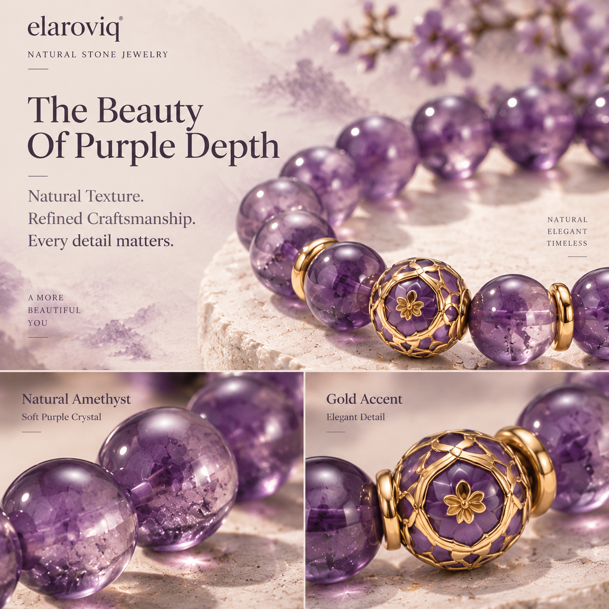 elaroviq® Mystic Purple Amethyst Bracelet
