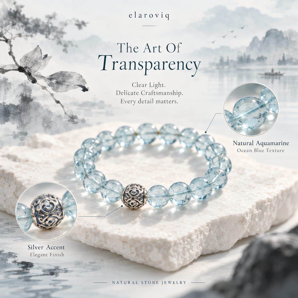 elaroviq® Aquamarine Natural Stone Bracelet
