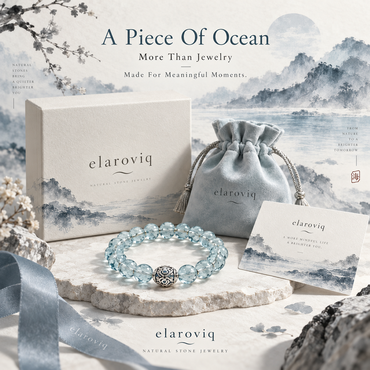 elaroviq® Aquamarine Natural Stone Bracelet