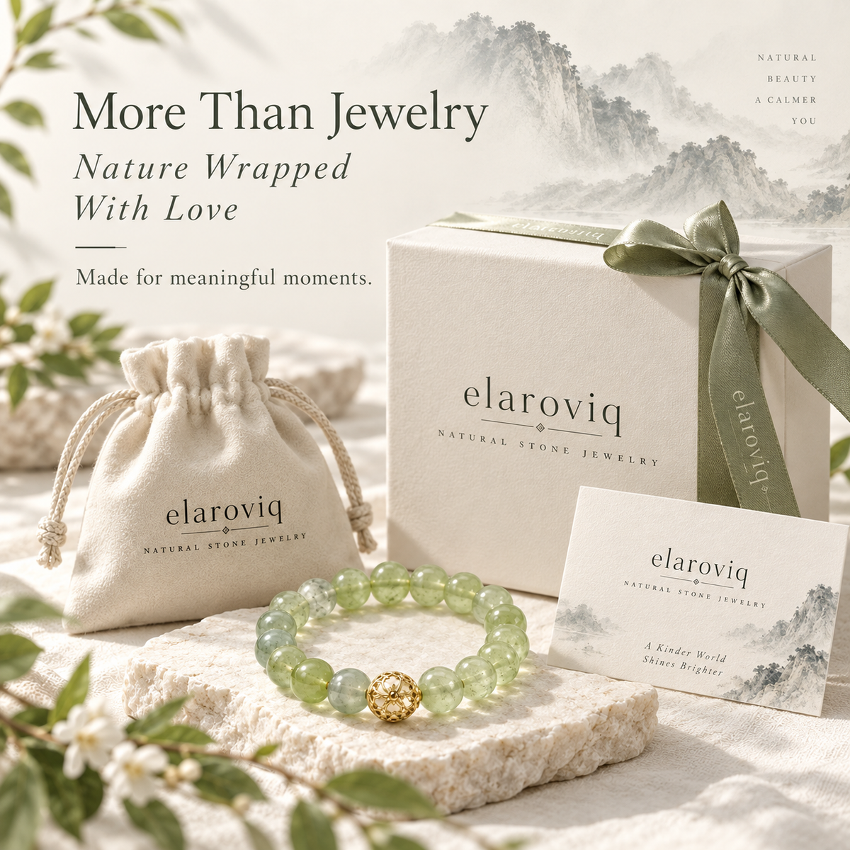 elaroviq® Prehnite Natural Stone Bracelet