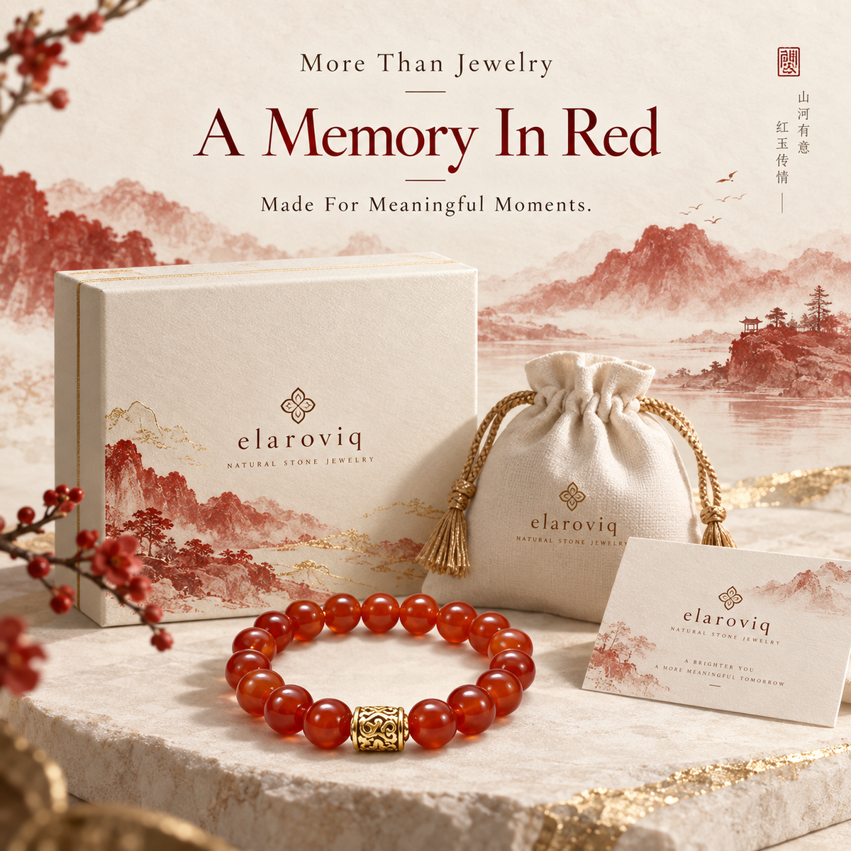 elaroviq® Red Agate Natural Stone Bracelet